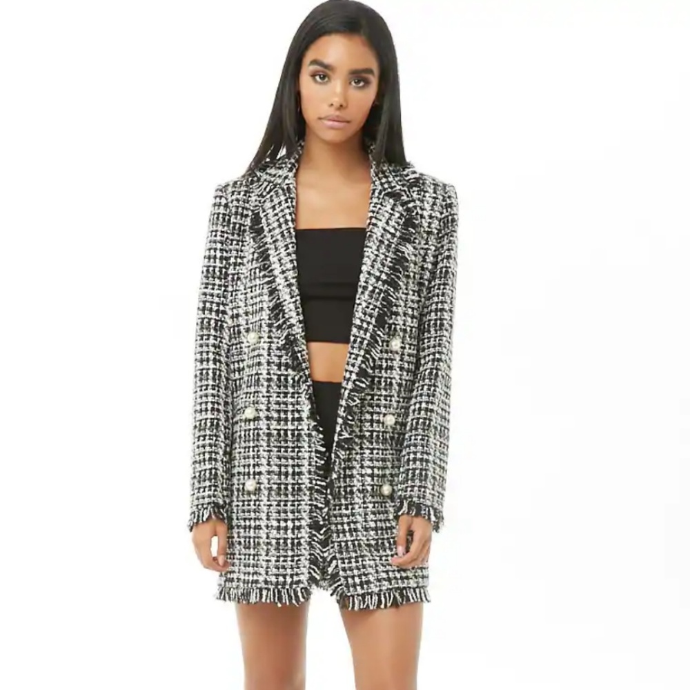 Faux Pearl Tweed Coat